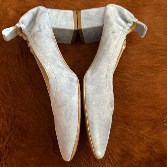 Everlane The Day Heel Blue Suede Italian Leather Shoes Size 8 - Picture 6 of 13